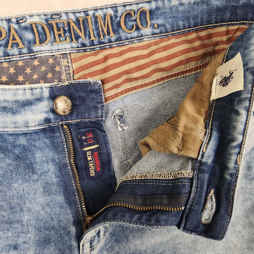 U.S. Polo Assn. Jeans Brandon Men's Acid Wash Blue Slim Tapered Size W33 - Picture 12 of 16